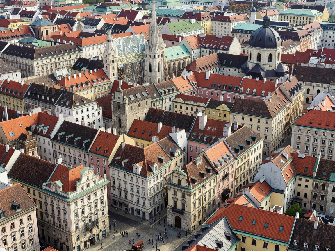 Aerial view of historic Vienna Innere Stadt architecture